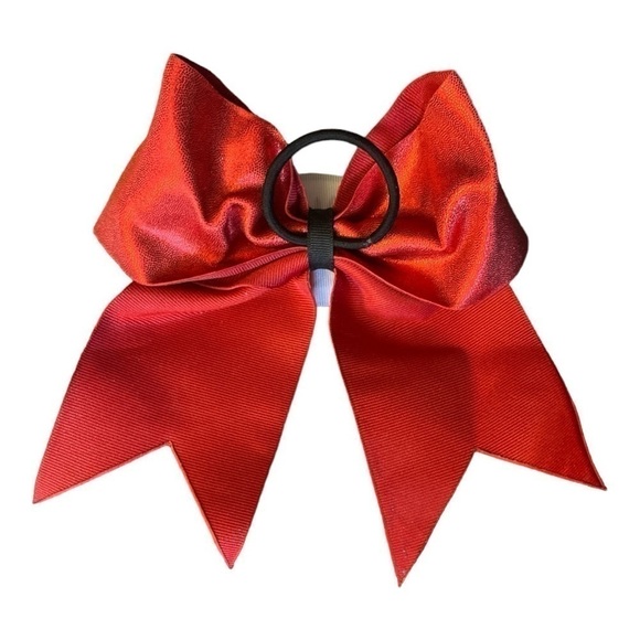 THING 1 DR SEUSS CHEER BOW Red Glitter Hair Tie Rubber Band Metallic Girl Women - Picture 3 of 6